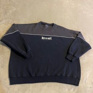 Hollister Mens Miami Beach Crewneck Sweatshirt Large Navy Blue Colorblock Gym